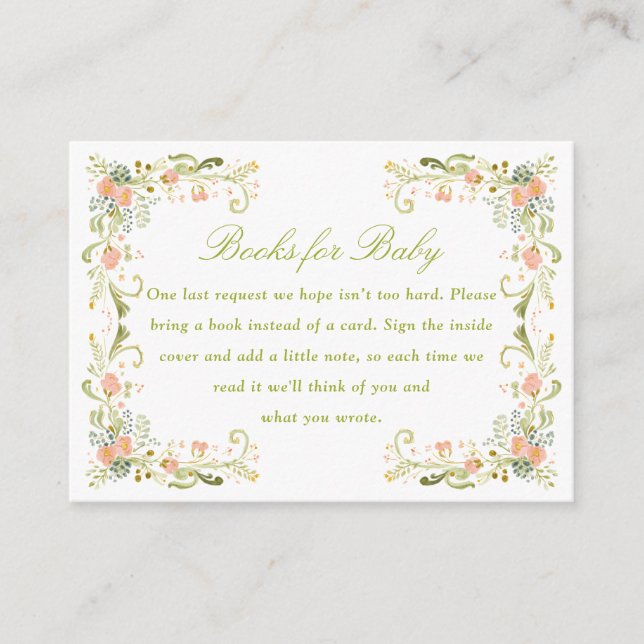 Spring Floral Baby Shower Books for Baby Enclosure Card (Front)