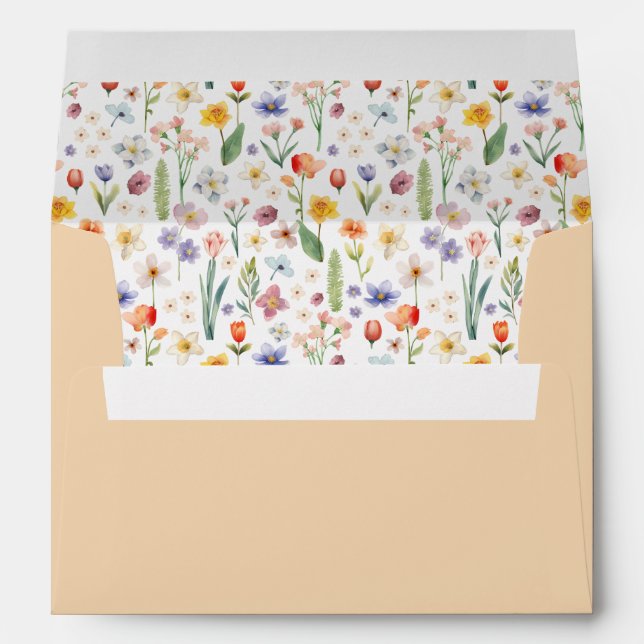Spring Floral Baby Shower Envelope – Peach Wildflo (Back (Bottom))
