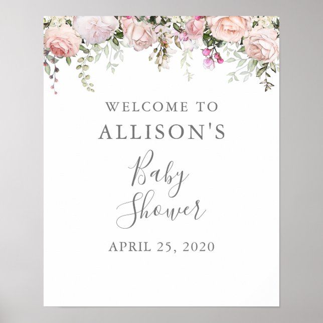 Spring Floral Baby Shower Sign (Front)