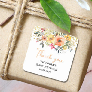 Spring Floral Baby Shower  Square Sticker