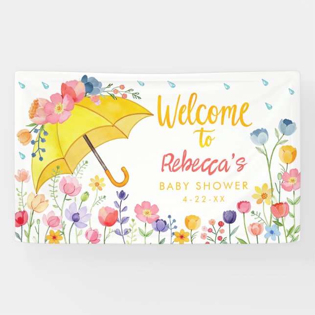 Spring Floral Baby Shower Welcome Banner – April S (Horizontal)