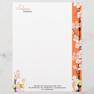 Spring Floral Bird Home Interior Business Letterhead Template