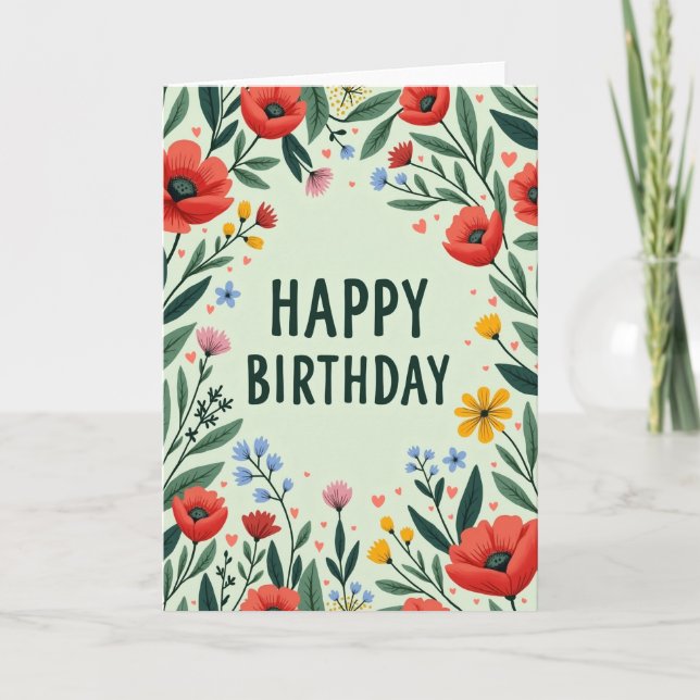 Spring Floral Birthday Card (Front)