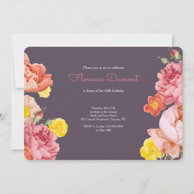 Spring Floral Birthday Party Invitation (Front)