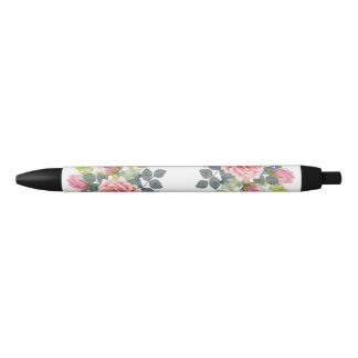 Spring floral black ink pen