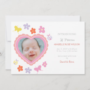 Spring Floral Blooms Girl Photo Birth Announcement