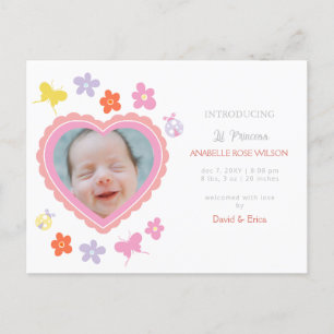 Spring Floral Blooms Girl Photo Birth Announcement