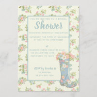 Spring Floral Blue Rain Boot Wedding Shower