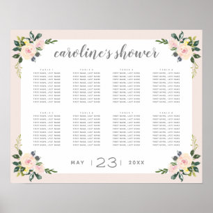 Spring Floral Blush Bridal Shower Seating Chart