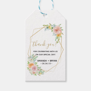 Spring floral blush gold Wedding Favour Gift Tag
