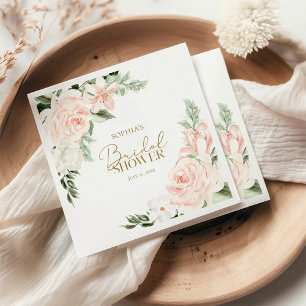 Spring Floral Blush Pink Sage Green Bridal Shower Napkin