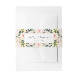 Spring Floral Blush   Wedding Belly Band Invitation Belly Band