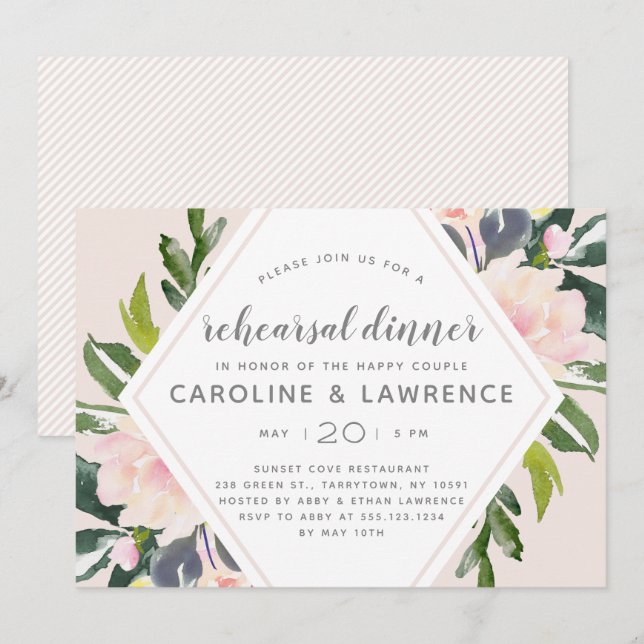 Spring Floral Blush | Wedding Rehearsal Dinner Invitation (Front/Back)