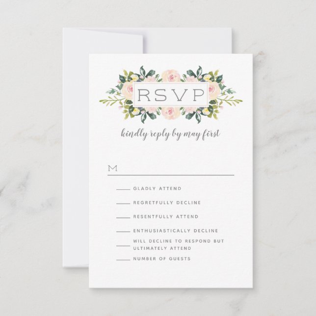 Spring Floral Blush | Wedding RSVP Humour Options (Front)