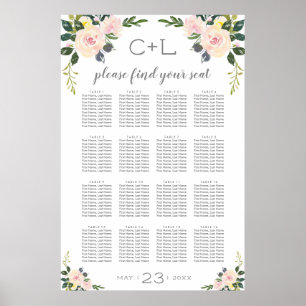 Spring Floral Blush Wedding Seating Chart