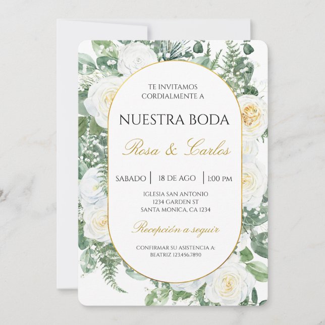 Spring Floral Boho Spanish Wedding  Invitation (Front)