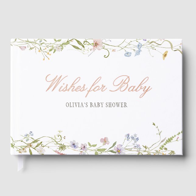 Spring Floral Border Baby Shower Guest Book (Front)