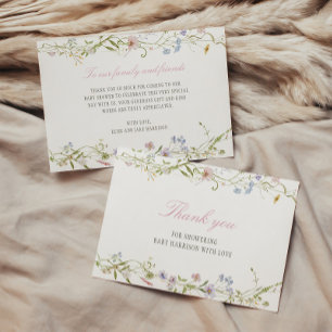 Spring Floral Border Baby Shower Thank You Card