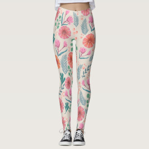 Spring Floral Botanical Pattern Leggings