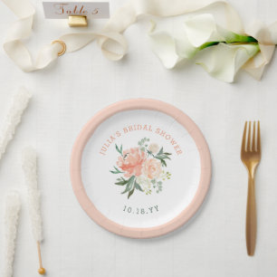 Spring Floral Bouquet Bridal Shower  Paper Plate