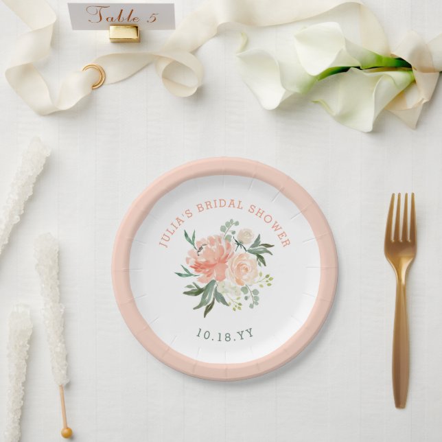 Spring Floral Bouquet Bridal Shower  Paper Plate (Wedding)
