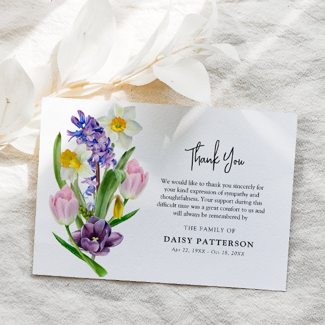 Spring Floral Bouquet Sympathy  Thank You Card (Creator Uploaded)