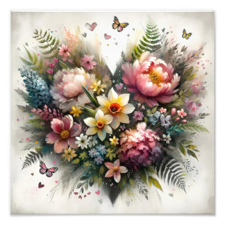 Spring Floral Bouquet Watercolor Photo Print