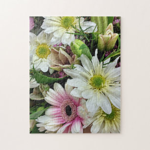 Spring Floral Bouquet with Daisies Jigsaw Puzzle