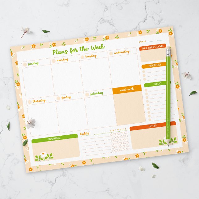 Spring Floral Bouquets Weekly Sunday Start Planner Notepad (Creator Uploaded)