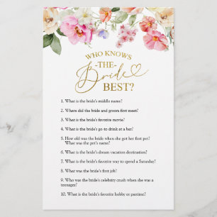 Spring Floral Bridal Shower Knows The Bride Game