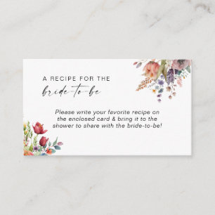 Spring Floral Bridal Shower Recipe Enclosure Card