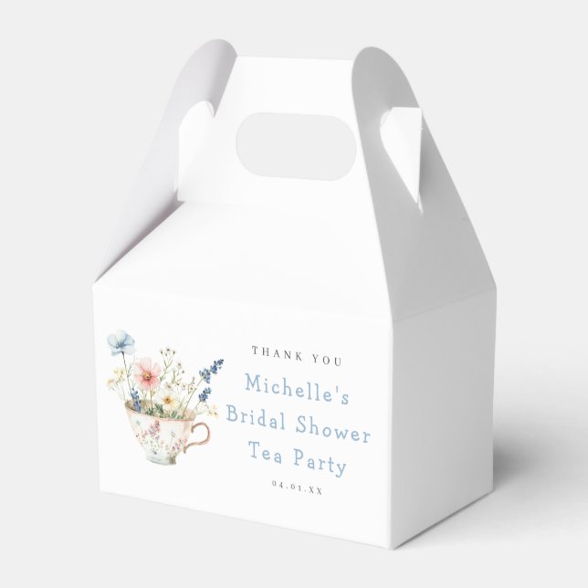 Spring Floral Bridal Shower Tea Party Favour Box (Front Side)