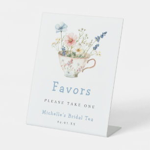 Spring Floral Bridal Shower Tea Party Favour Pedestal Sign