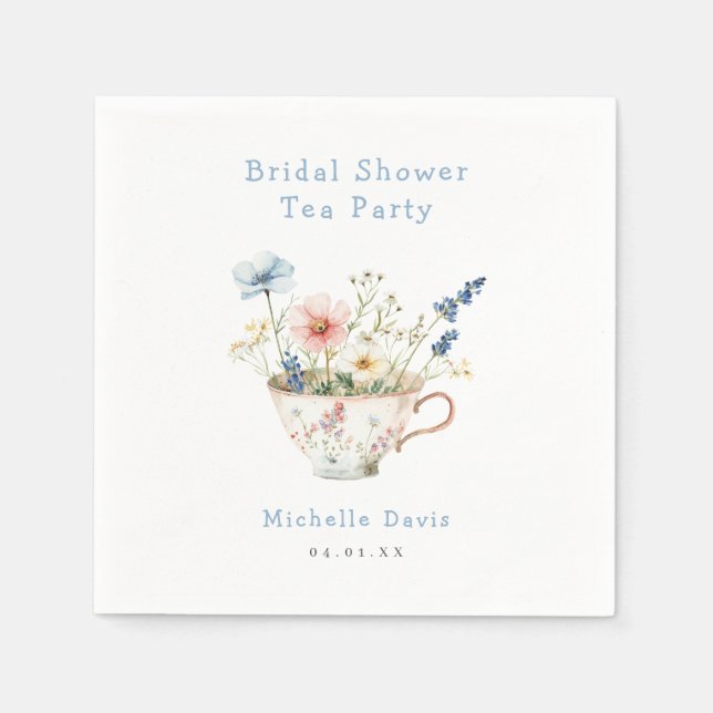 Spring Floral Bridal Shower Tea Party Napkin (Front)