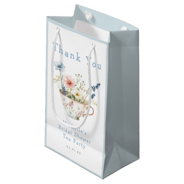Spring Floral Bridal Shower Tea Party Small Gift Bag (Front Angled)