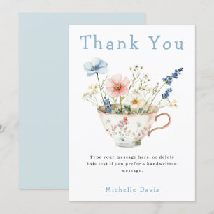 Spring Floral Bridal Shower Tea Party Thank You Card