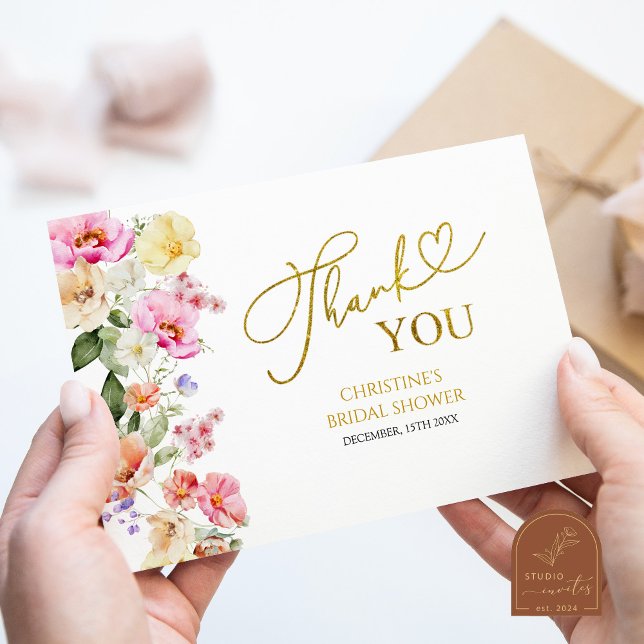 Spring Floral Bridal Shower Thank You Card (Creator Uploaded)