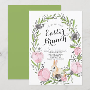 Spring Floral Bunny Easter Invitation