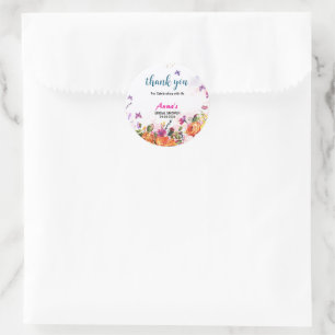 Spring Floral Butterfly Garden Bridal Showers Classic Round Sticker