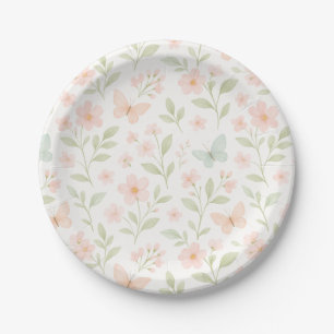 Spring Floral Butterfly Paper Plates – pastel