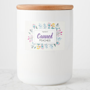 Spring Floral Canned Peaches Food Label