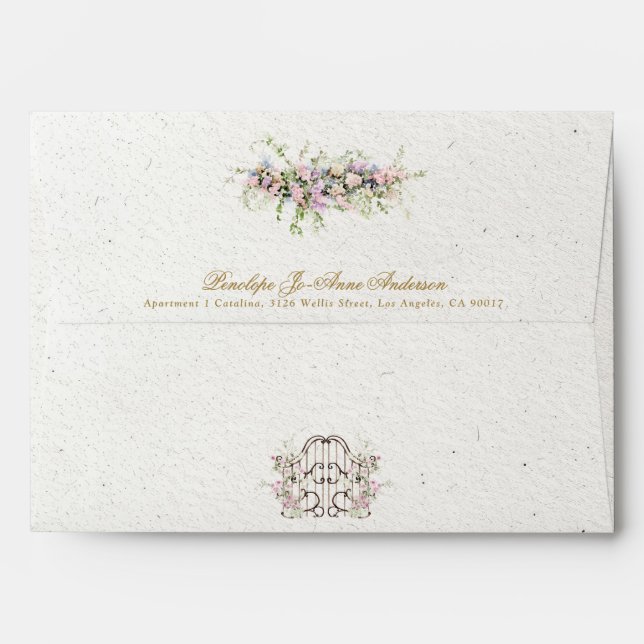 spring floral chateau garden bridal shower envelope (Back (Top Flap))