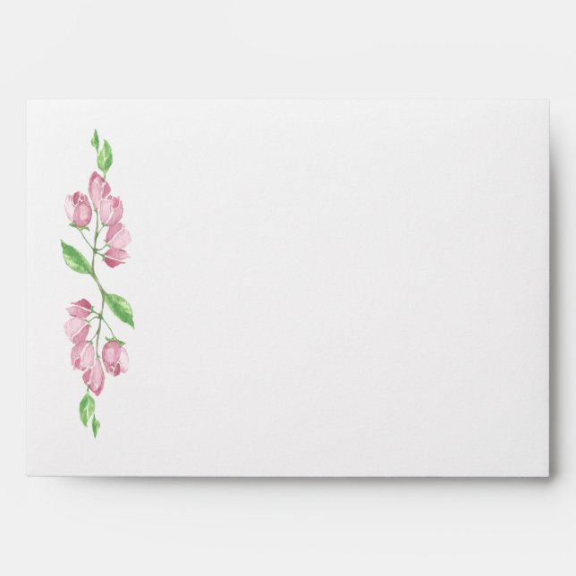 Spring Floral Cherry Blossom Pink Wedding Art Envelopes (Front)