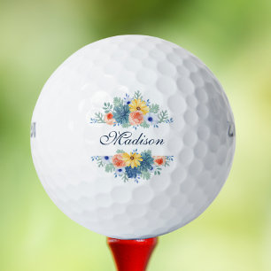 Spring Floral Chic Modern Personalised Name Golf Balls