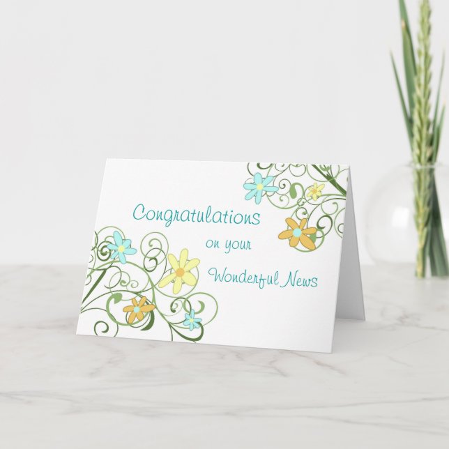Spring Floral Congratulations on Expecting Card (Front)