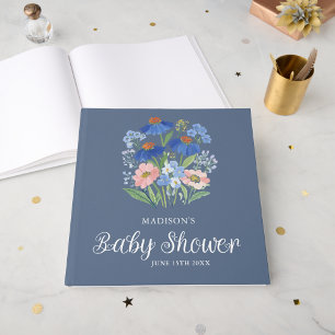 Spring Floral Cornflower Baby in Bloom Shower Guest Book