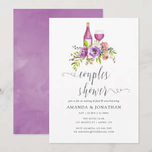 Spring Floral Couples Shower Wine Tasting Invitation