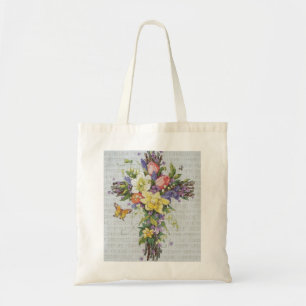 Spring Floral Cross tote