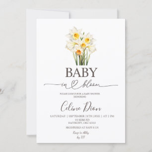 Spring Floral Daffodil Baby in Bloom Invitation