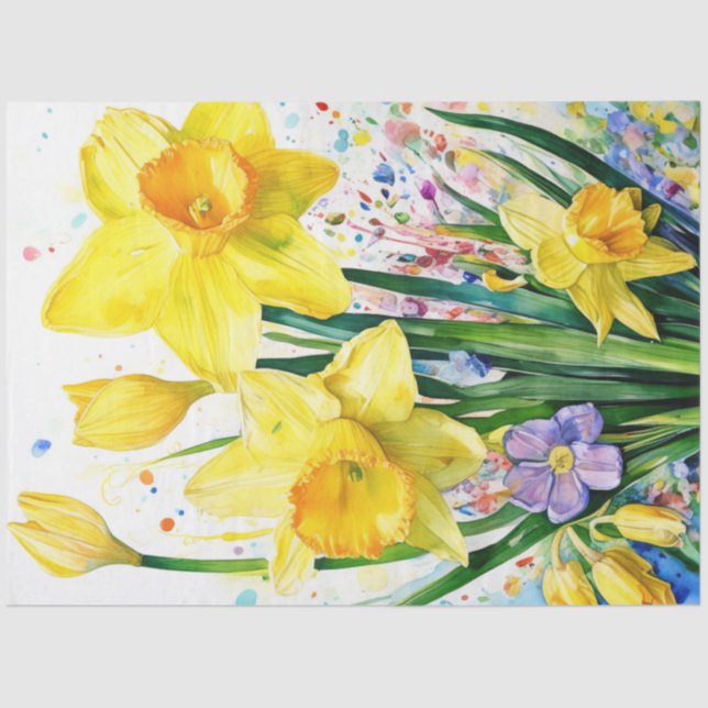 Spring Floral Daffodil Tissue Paper (Front)